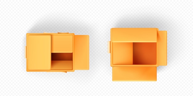 Free vector top view cardboard box on transparent background