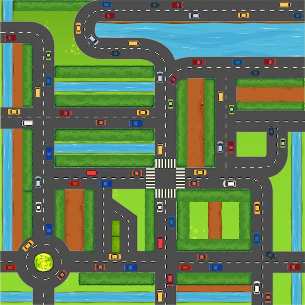 Free vector top view of cars on street