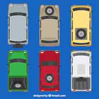 Free vector top view of cars with spare tire