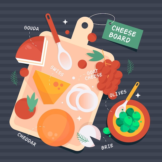 Free vector top view cheeseboard illustrated