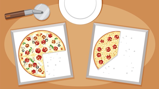 Vettore gratuito vista dall'alto della pizza cheeze su sfondo bianco
