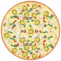 Free vector top view of cheeze pizza on white background