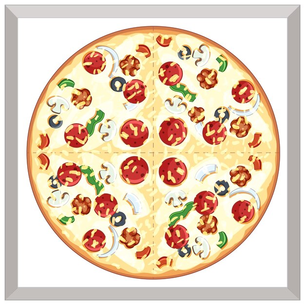 白い背景の上のチーズピザの上面図