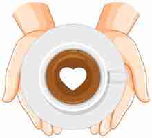 Free vector top view of coffee cup on hands