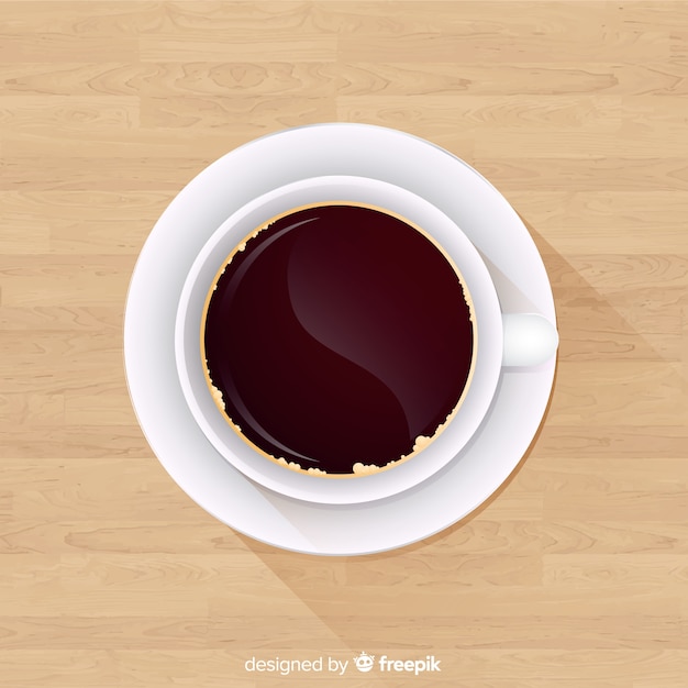 Вид сверху чашки кофе с реалистичным дизайном