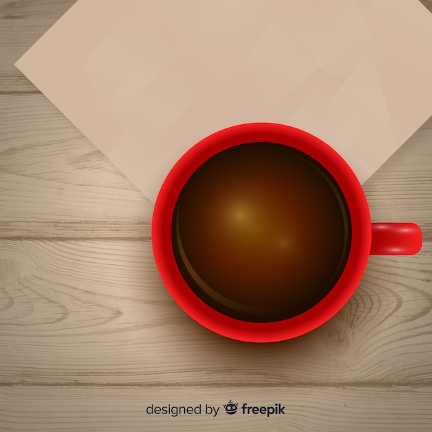 Top view of coffee cup with realistic design