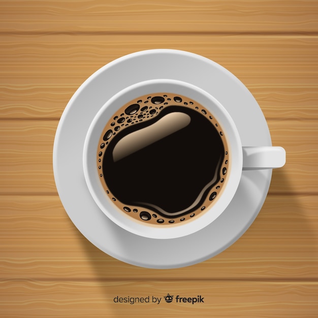 Top view of coffee cup with realistic design