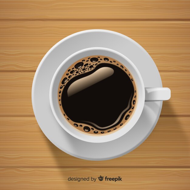 현실적인 디자인으로 커피 컵의 상위 뷰