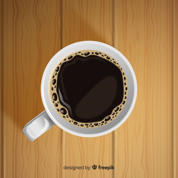 現実的なデザインのコーヒーカップのトップビュー