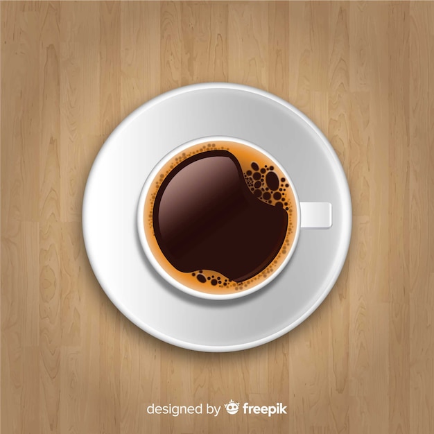 Top view of coffee cup with realistic design