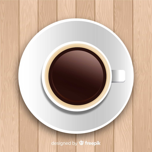 Top view of coffee cup with realistic design