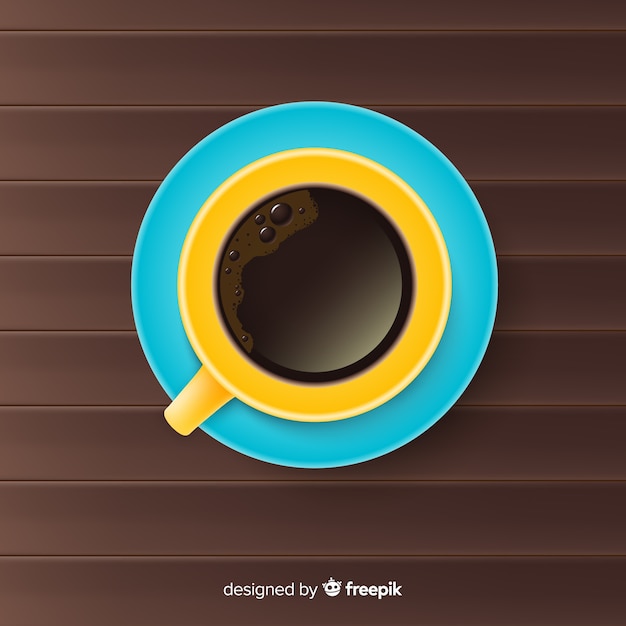 Vettore gratuito vista dall'alto della tazza di caffè con un design realistico