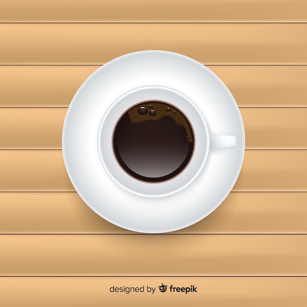 Top view of coffee cup with realistic design