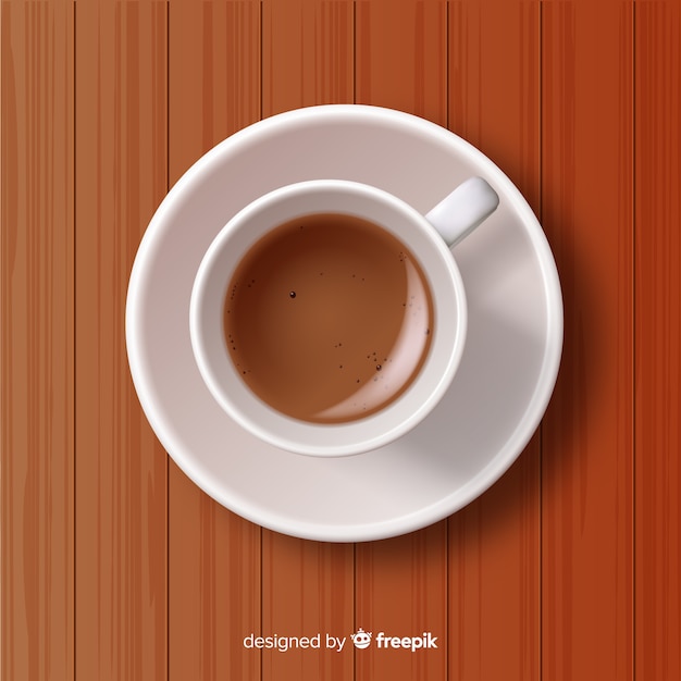 Top view of coffee cup with realistic design