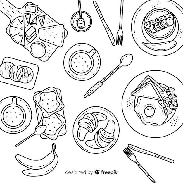 Free vector top view of dishes on restaurant table