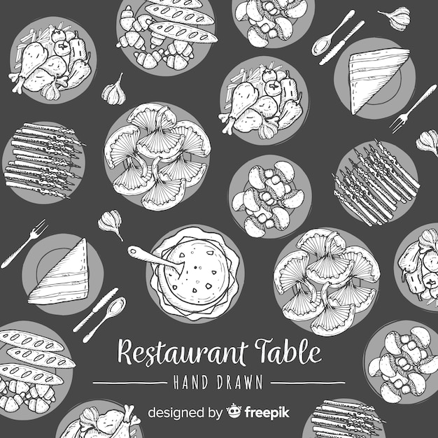 Free vector top view of dishes on restaurant table