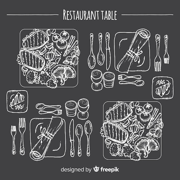 Free vector top view of dishes on restaurant table