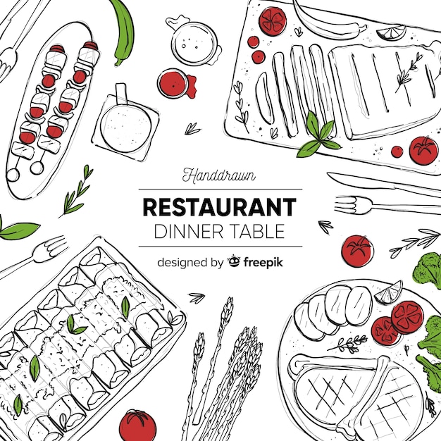 Free vector top view of dishes on restaurant table