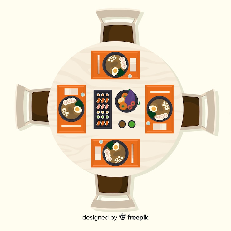 Free Vector top view of dishes on restaurant table