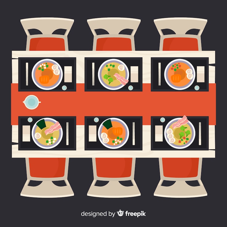 Free Vector top view of dishes on restaurant table