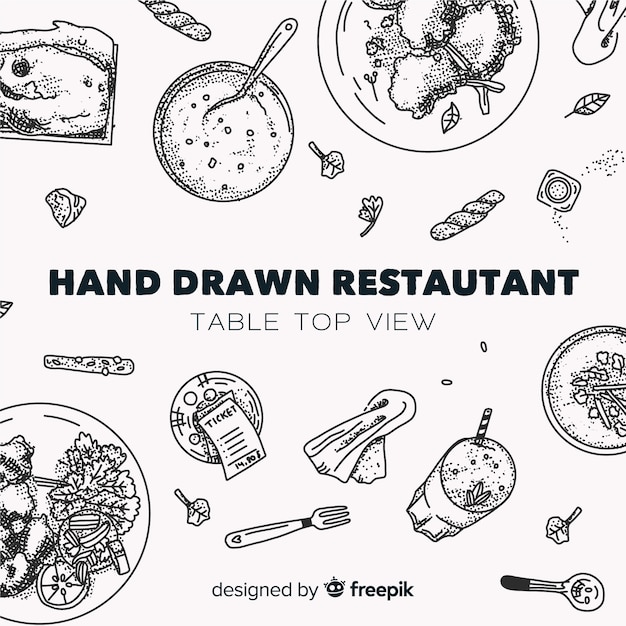 Free Vector top view of dishes on restaurant table