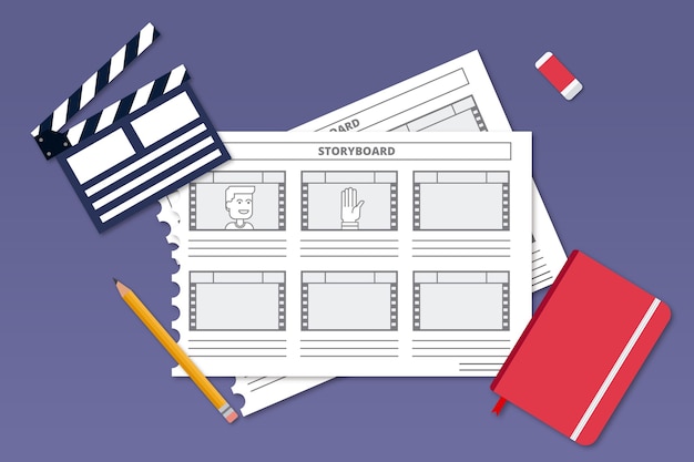 Free vector top view drawn storyboard