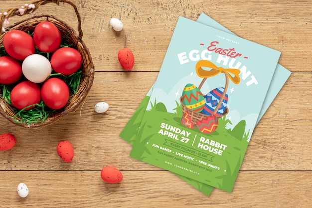 Free vector top view easter party flyer