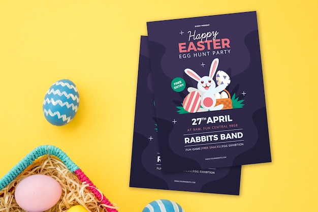 Free vector top view easter party poster