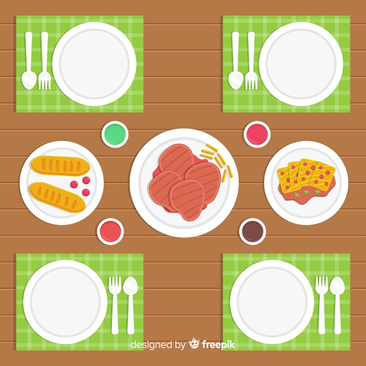 Free Vector top view of elegant restaurant table with flat design