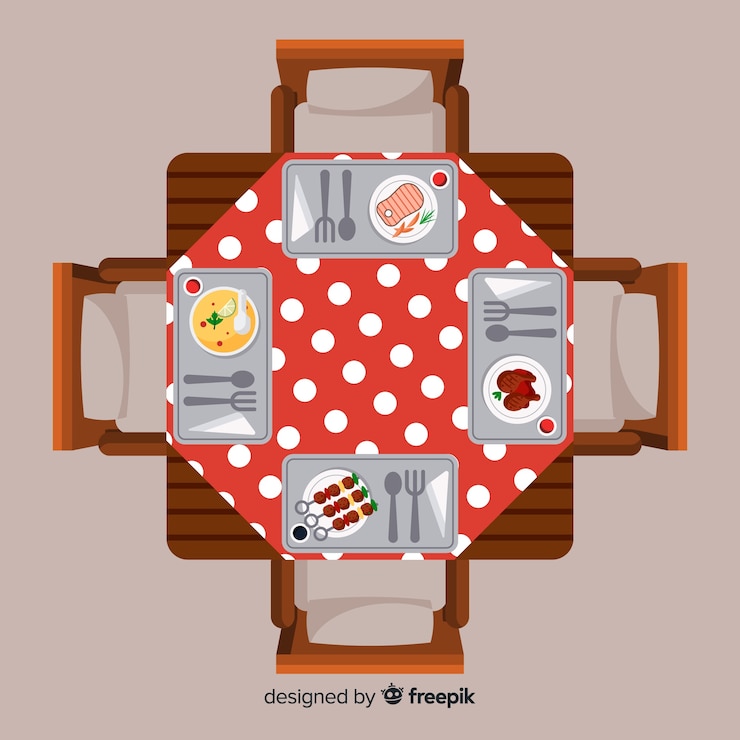Free Vector top view of elegant restaurant table with flat design