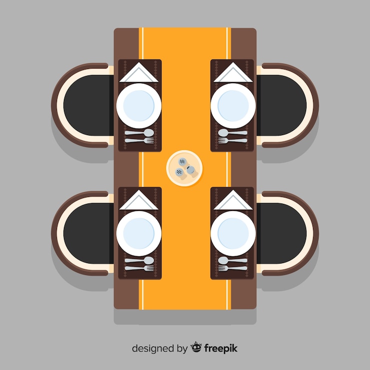 Free Vector top view of elegant restaurant table with flat design