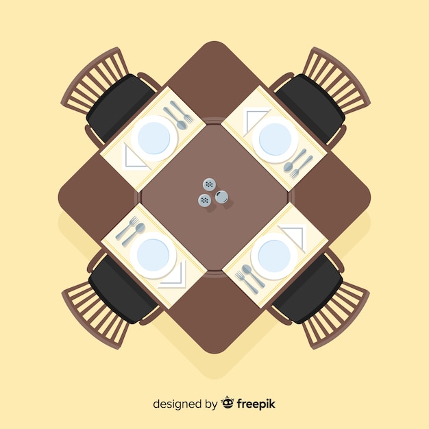 Free vector top view of elegant restaurant table with flat design