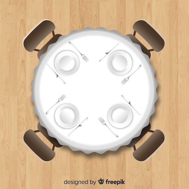 Free vector top view of empty restaurant table with realistic design