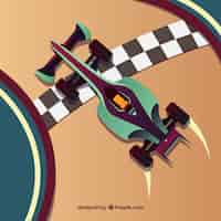 Free vector top view of f1 racing car crosses finish line