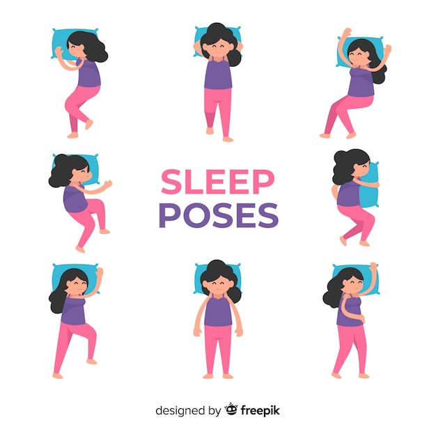 Free vector top view flat person sleep position pack