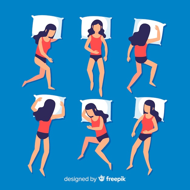 Free vector top view flat person sleep position pack