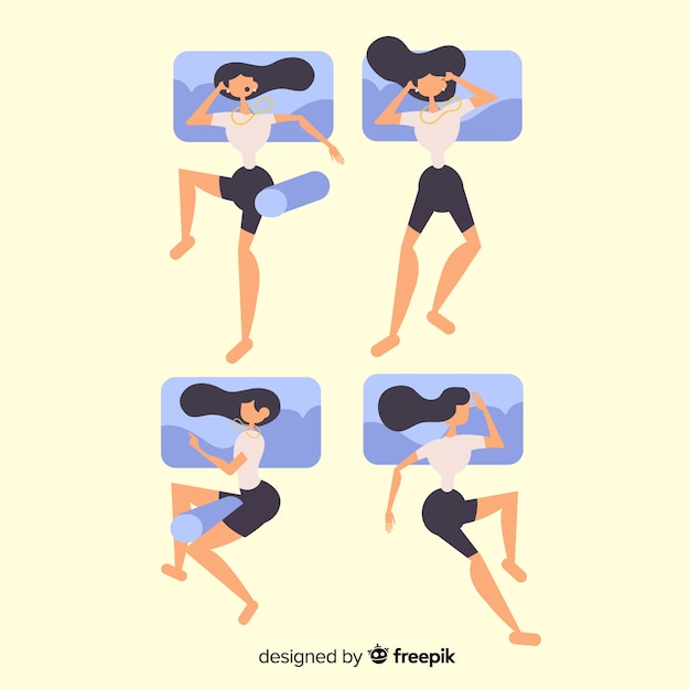 Free vector top view flat person sleep position pack