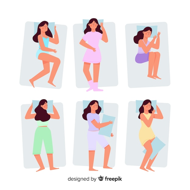 Free vector top view flat sleeping poses collection