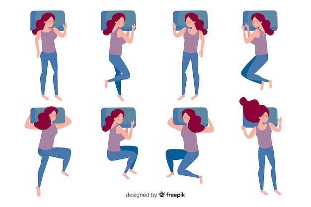 Free vector top view flat sleeping poses collection