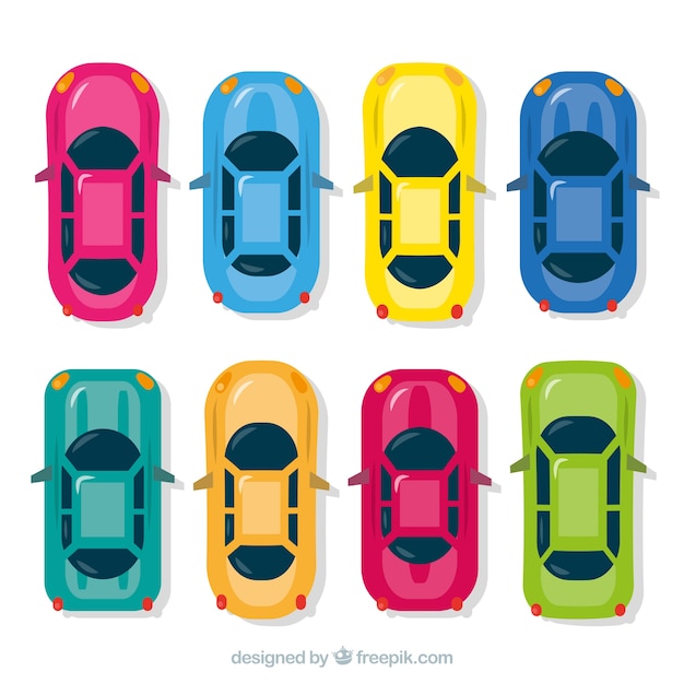 Free vector top view of flat sports cars