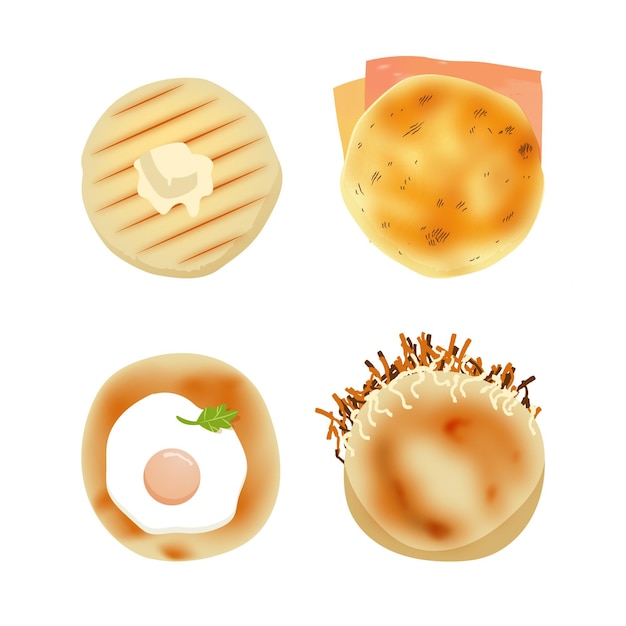 Free vector top view of hand drawn arepas