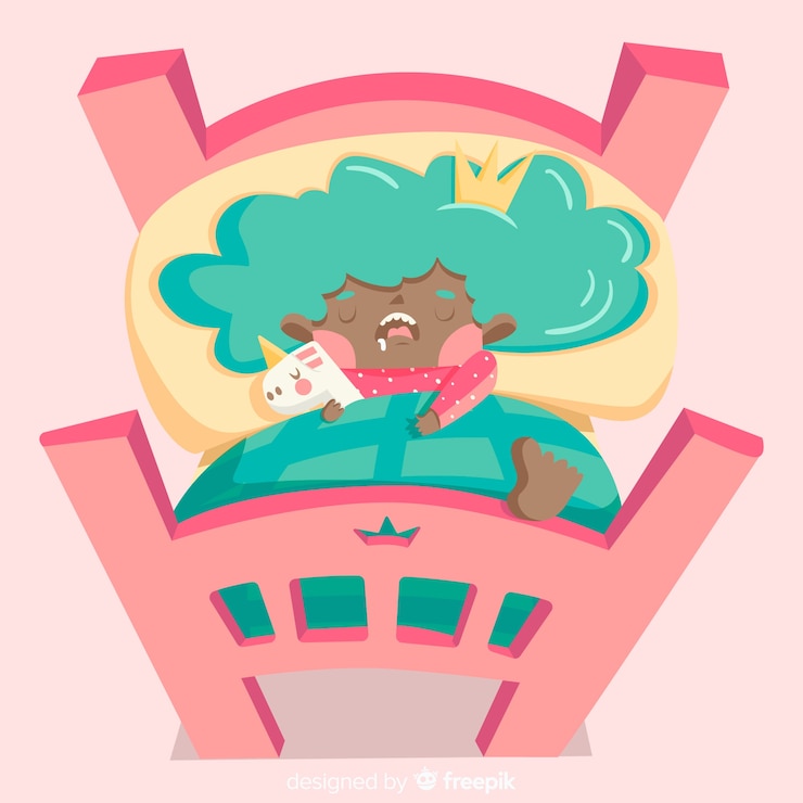 Free Vector top view hand drawn sleeping girl background
