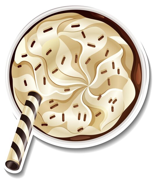 Free vector top view of iced chocolate with whipped-cream