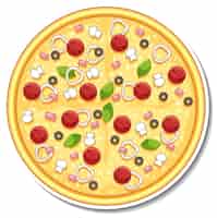 Free vector top view of italian pizza sticker on white background