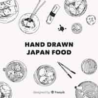 Free vector top view of japanese dishes on restaurant table