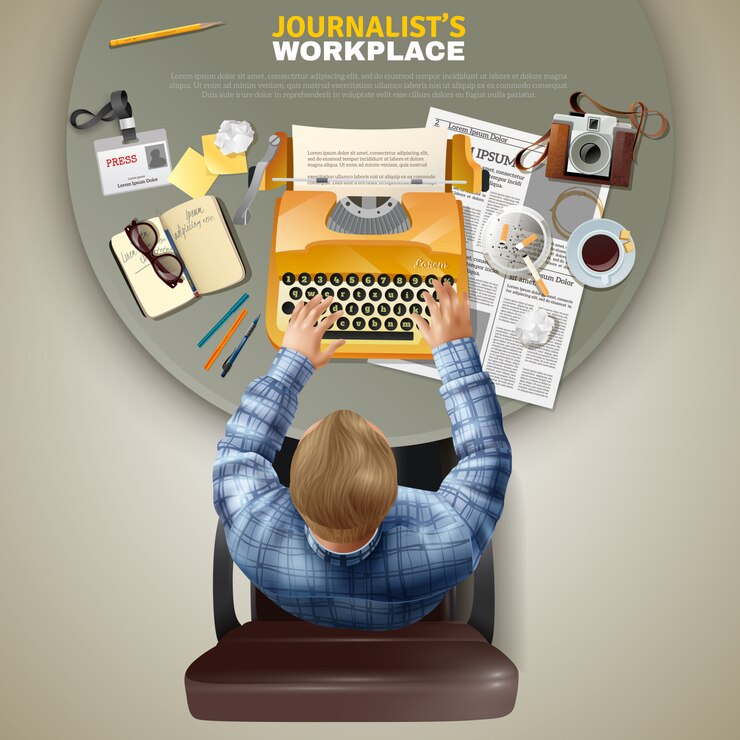 Free Vector top view journalist at workplace
