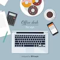 Free vector top view of modern office desk