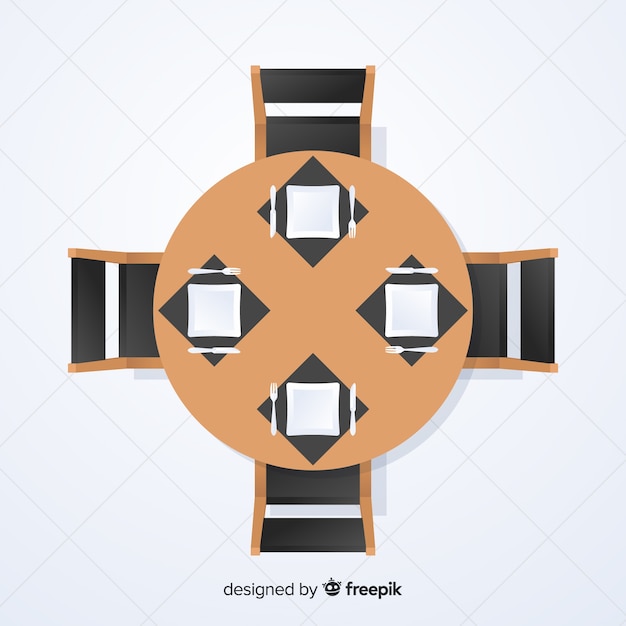 Top view of modern restaurant table with flat design