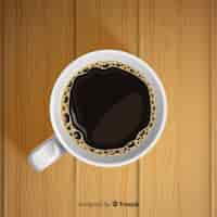 Бесплатное векторное изображение Вид сверху чашки кофе с реалистичным дизайном