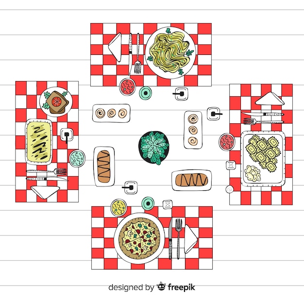 Бесплатное векторное изображение Вид сверху на стол ресторана